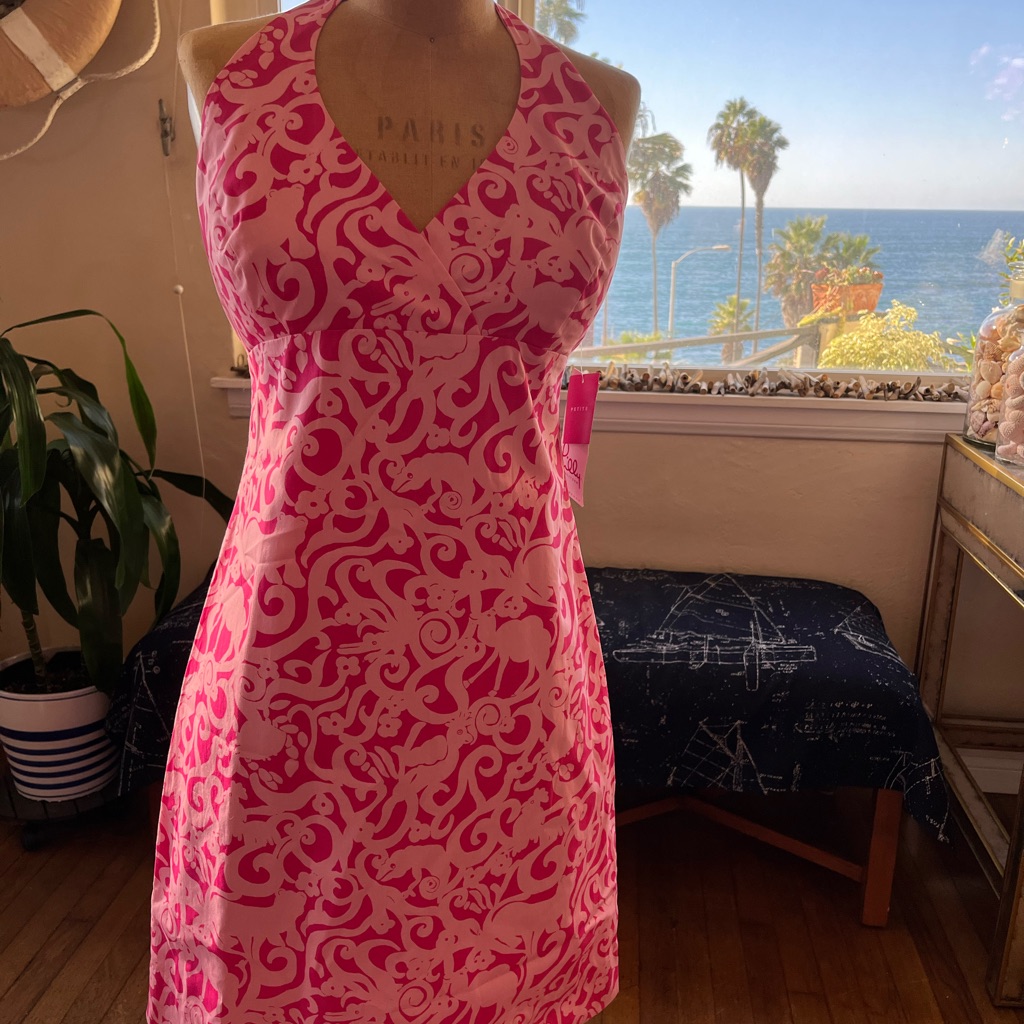 Lilly Pulitzer Nwt Candy Halter Dress In Princess Pink Jungle Animal Print